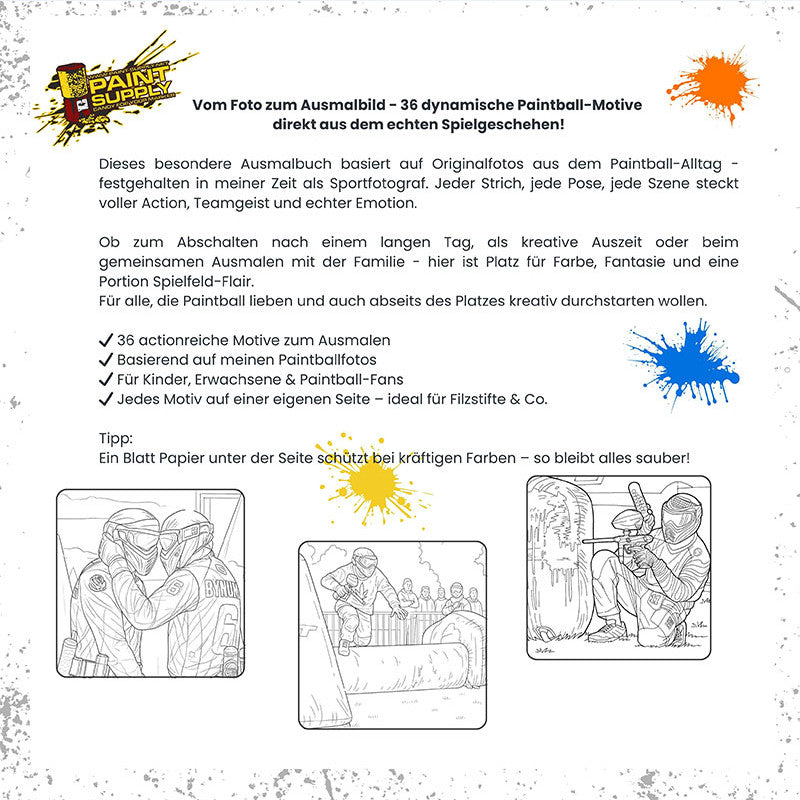 Paintball Ausmalbuch: 36 echte Paintball-Fotos zum Ausmalen